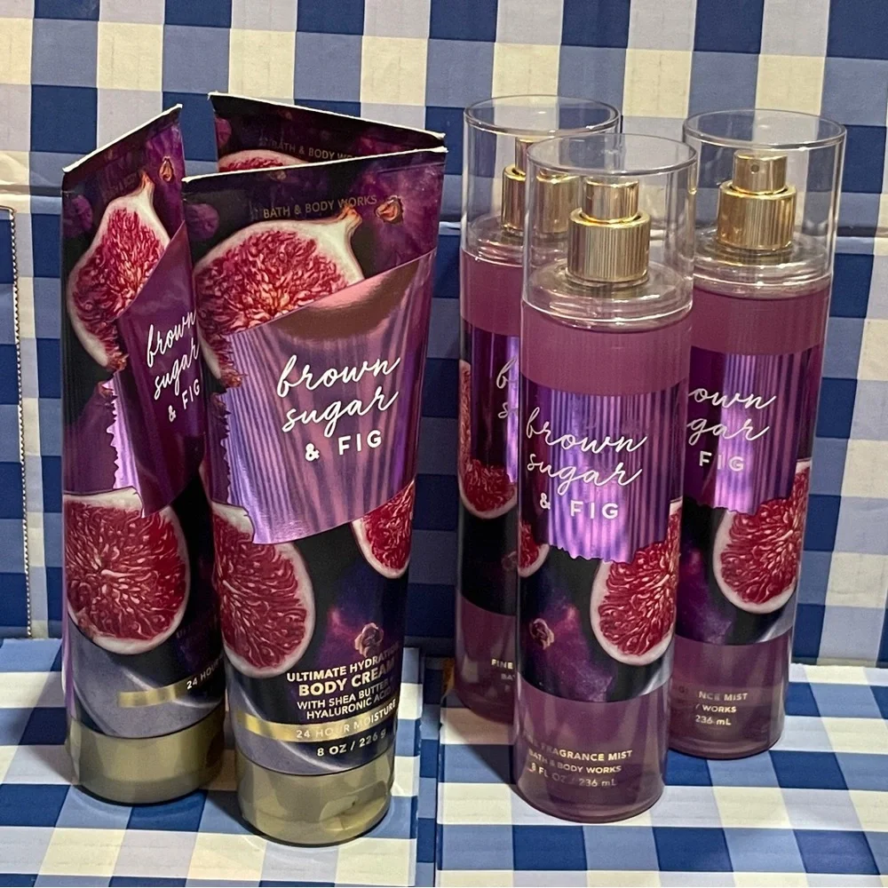 NEW Bath & Body Works Bundle 6 pcs BROWN SUGAR & FIG Body Cream and spray - Picture 5 of 7